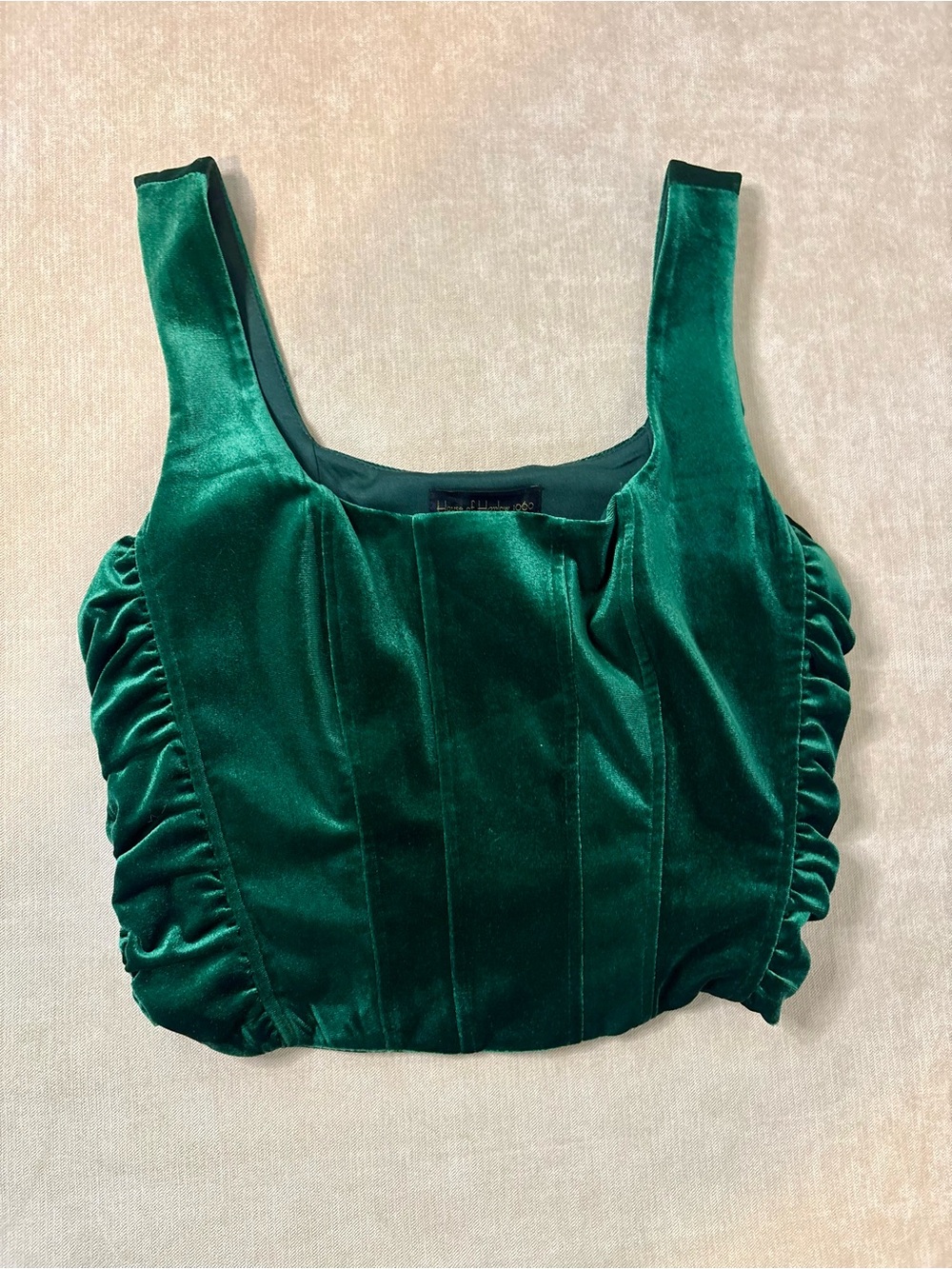 House of Harlow 1960 Emerald Green Velvet Crop Top
